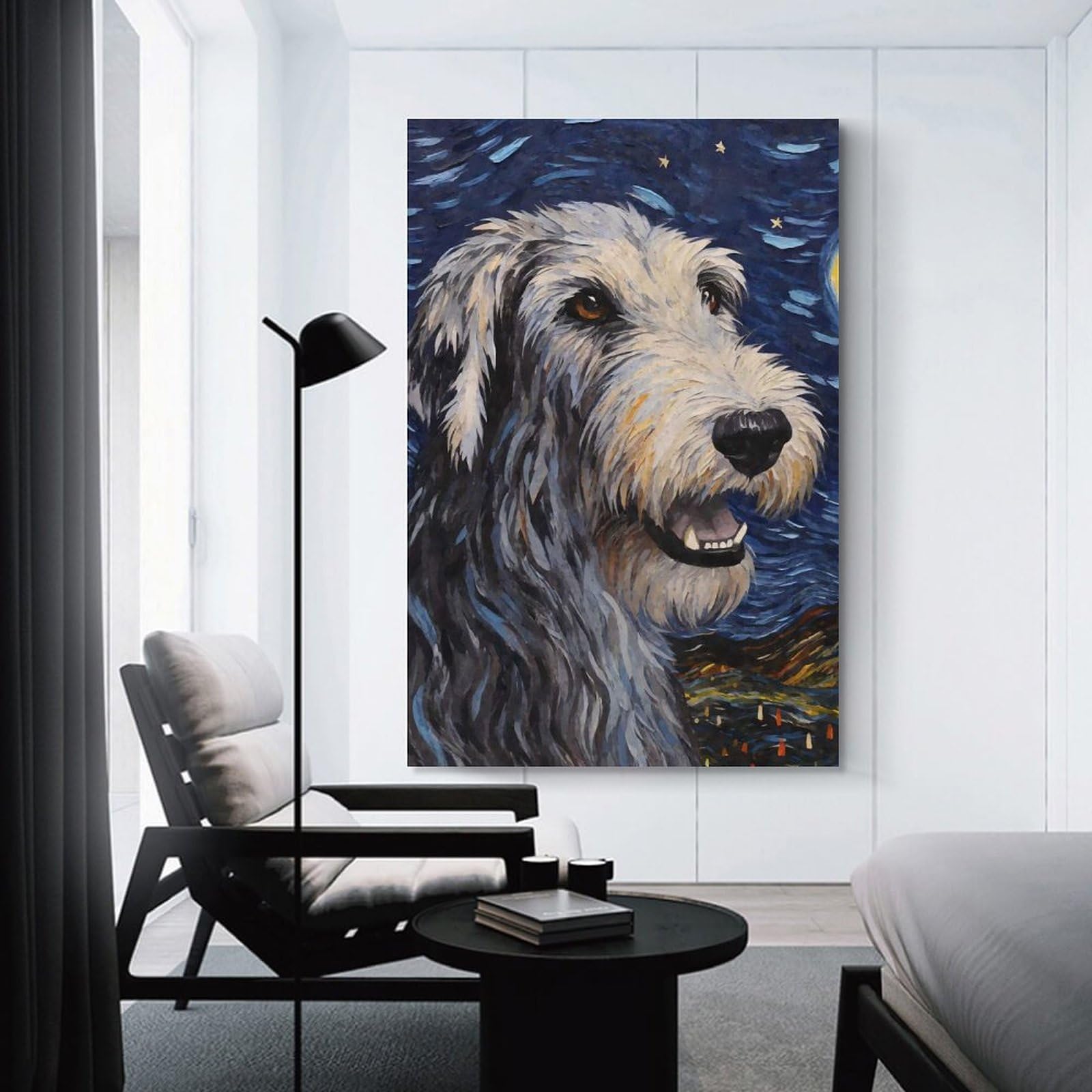 Junmoney Unframe-Style-10 Irish Wolfhound Starry Canvas Wall Decor, 16X24inch(40X60cm), For Flats, Guest Rooms Or Compact Rooms, Decorative Canvas Decor For Home Updates