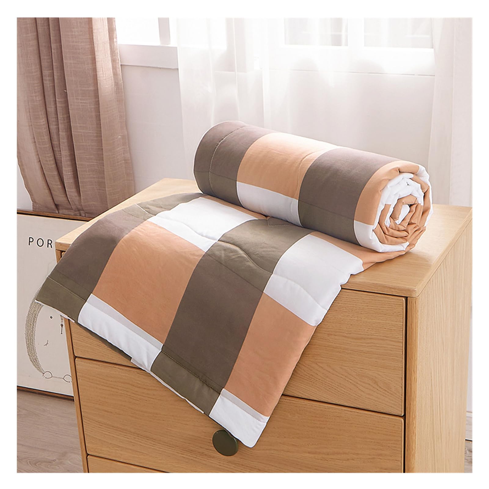 DUBTEDHOU Summer Blanket Lightweight Summer Duvet Lightweight Quilted Microfibre Multicolor Multiple Sizes(Coffee,180x220cm)