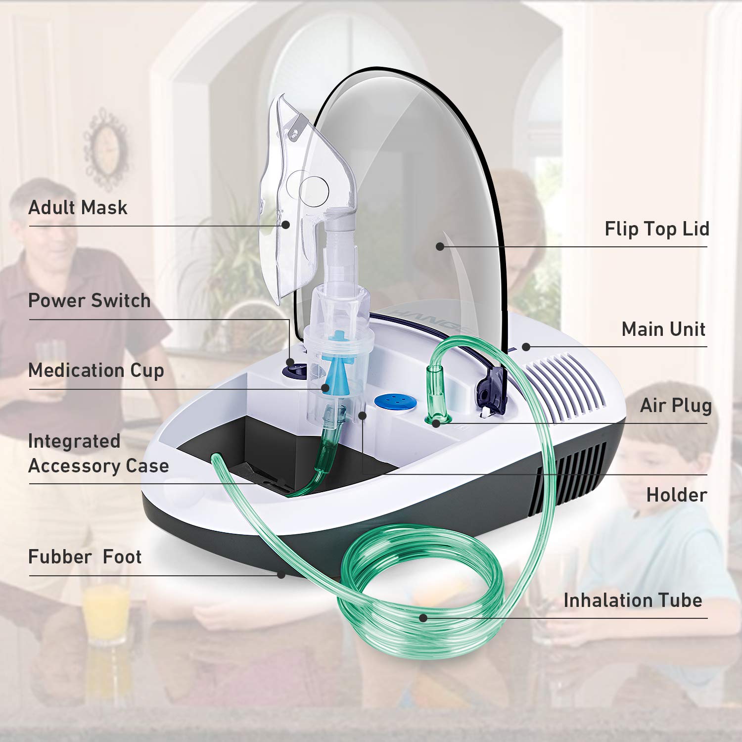 Hangsun Nébuliseur Inhalateur CN680 Portable Compresseur avec Embout et Masque pour les Enfants et les Adultes