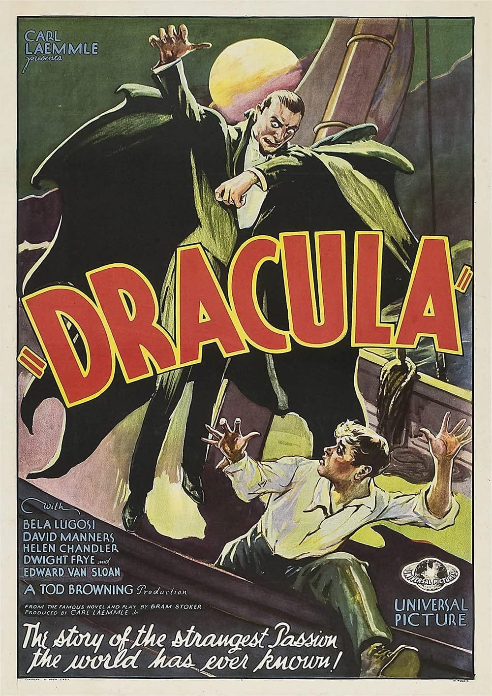 Vintage Dracula (1931) Poster A4/A3 Classic Horror Film Movie Print Wall Art (A4 Framed - Black Frame)