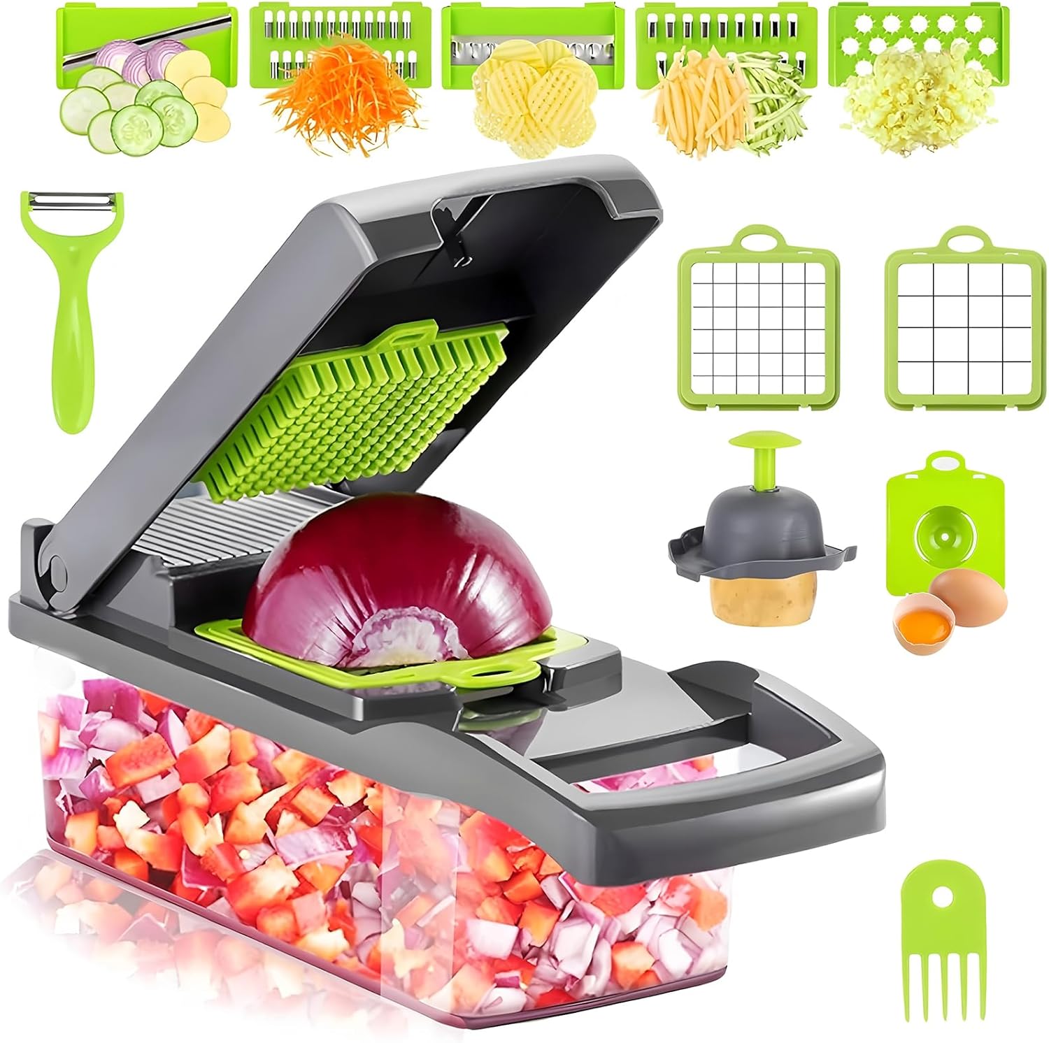 vegetable chopper cutter – handheld food processor & dicer for kitchen, easy to use vegetable & fruit cutter