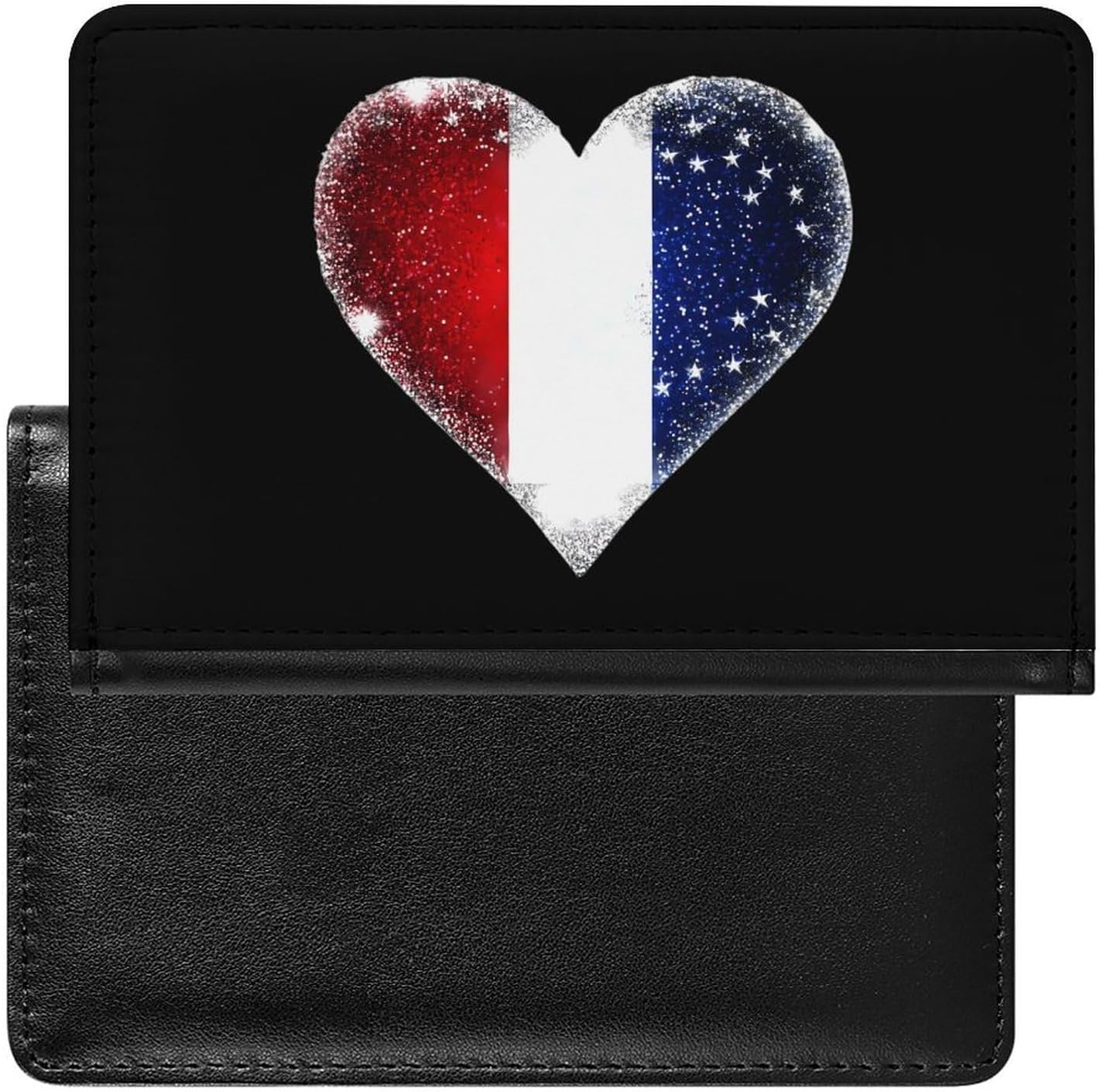 Glitter France Flag Funny Passport Holder Slim Travel Wallet Passports Cover Card Case with Slot