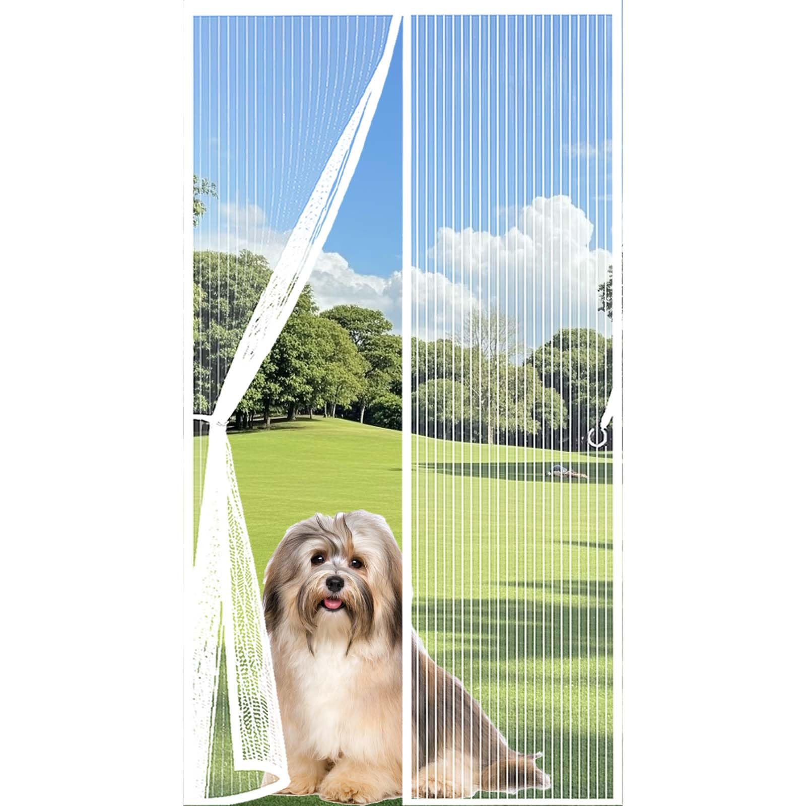Feijdon White Magnetic Door Screen 130X195cm(Widthxhigh) Durable, Keeps Bugs Out, Kid And Pet Friendly Screen Doors With Magnets Hundreds Of Sizes, Lets Fresh Air In,