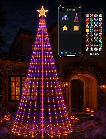 Popotan Smart RGB Halloween Outdoor Cone Tree Lights, 7FT
