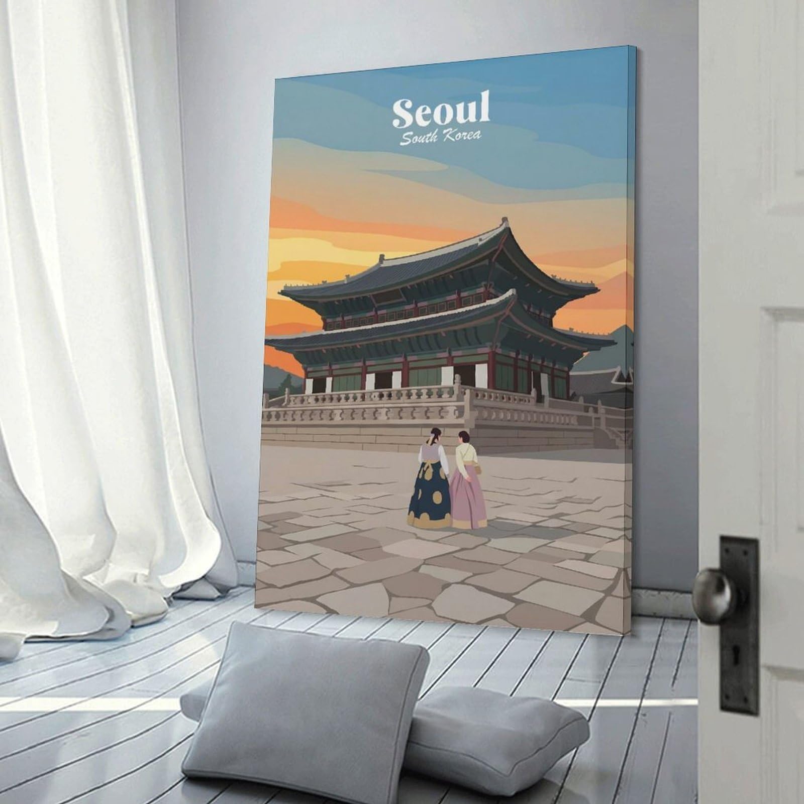 Junmoney Frame-Style-9-1 Seoul Palace Room Decor Wall Art 08X12inch(20X30cm), For Lounge Decor, Offices Or Entryway Styling, A Flexible Wall Accent For Shared Spaces