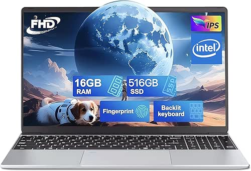 15.6" FHD IPS Student-Laptop-Computer - 16GB RAM 512GB SSD, Intel
