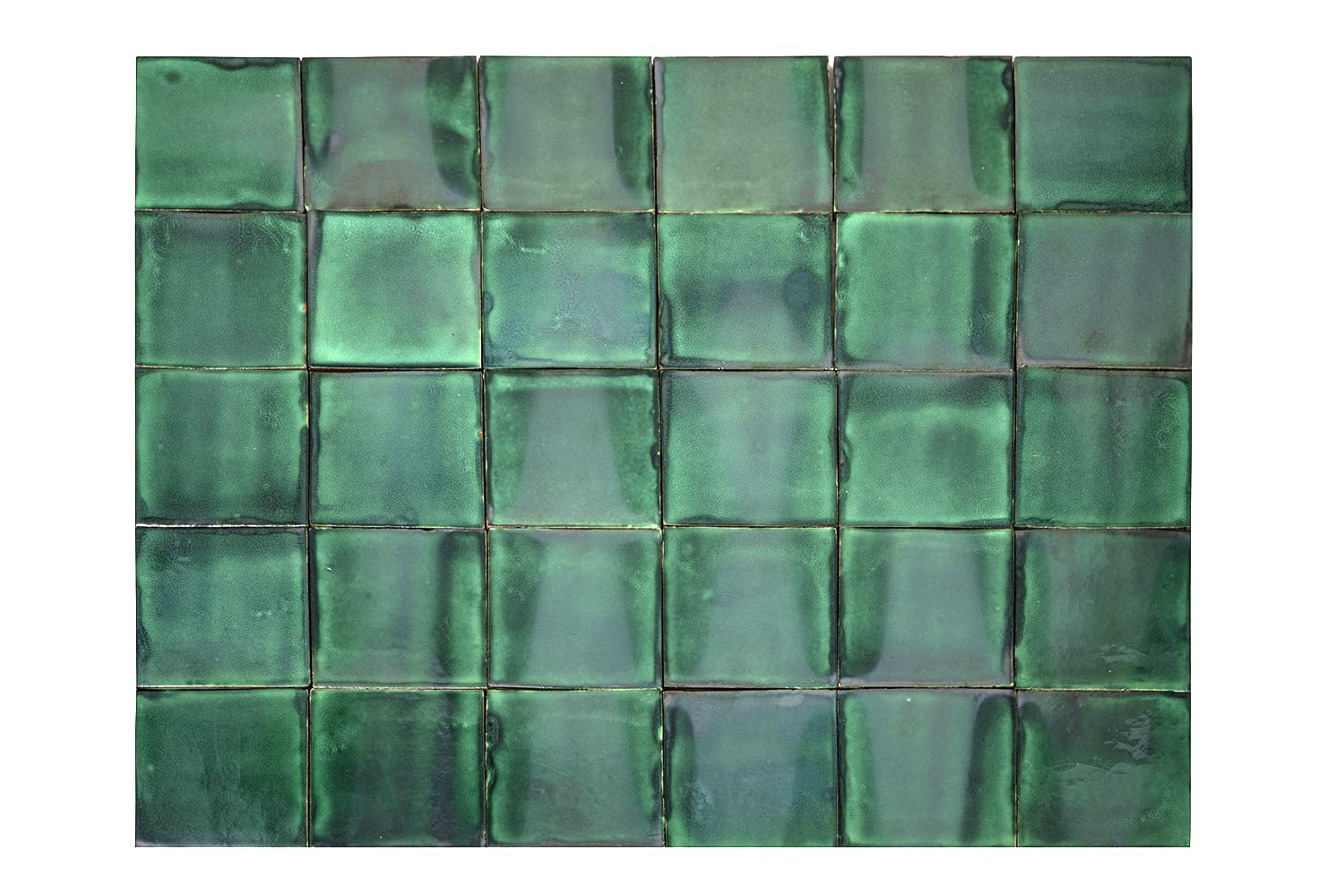 Cerames Azulejos verdes mexicanos monocolor Verde Deslavado - azulejos de mosaico, azulejos ceramica monocromáticos para cocina, baño, ducha | Un paquete de 90 baldosas verdes ceramica 10,5x10,5 cm