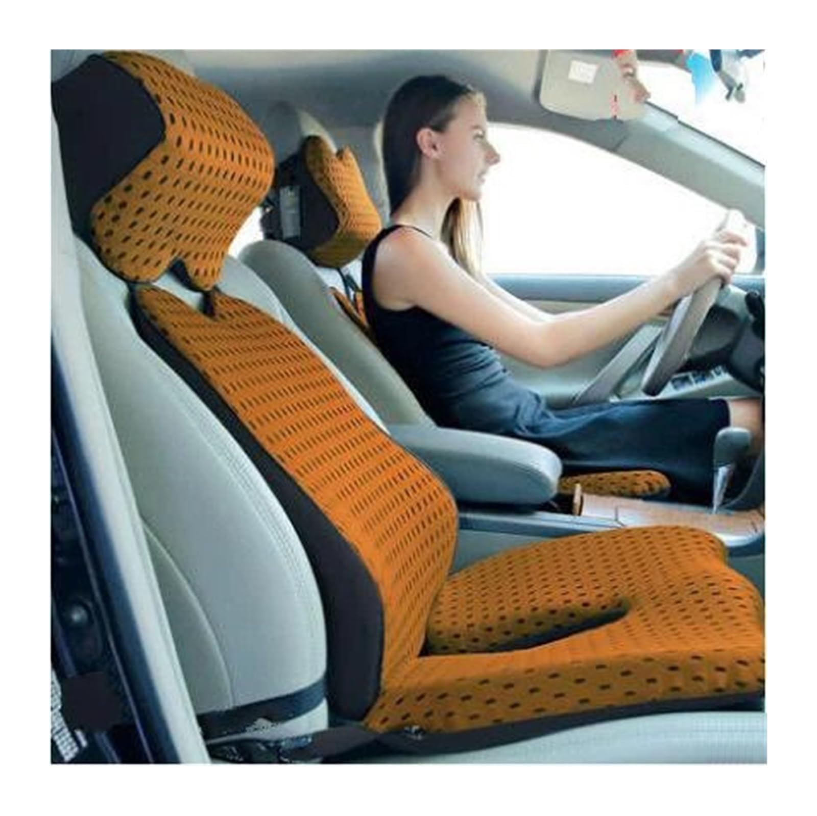 Cuscino Lombare In Memory Foam Per Auto E Ufficio, Con Fodera In Rete Traspirante Rimovibile, Beige - 4