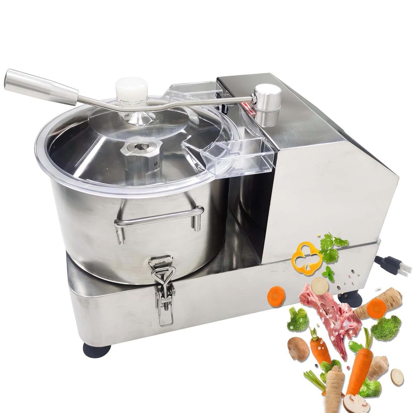 SENJINGHUA 6L/9L/12L Multifunctional Food Processor Commercial Vegetable Chopper with Removable Blades Stainless Steel Chopper for Potato, Onion, Ginger, Cabbage for Kitchens and Restaurants 9L