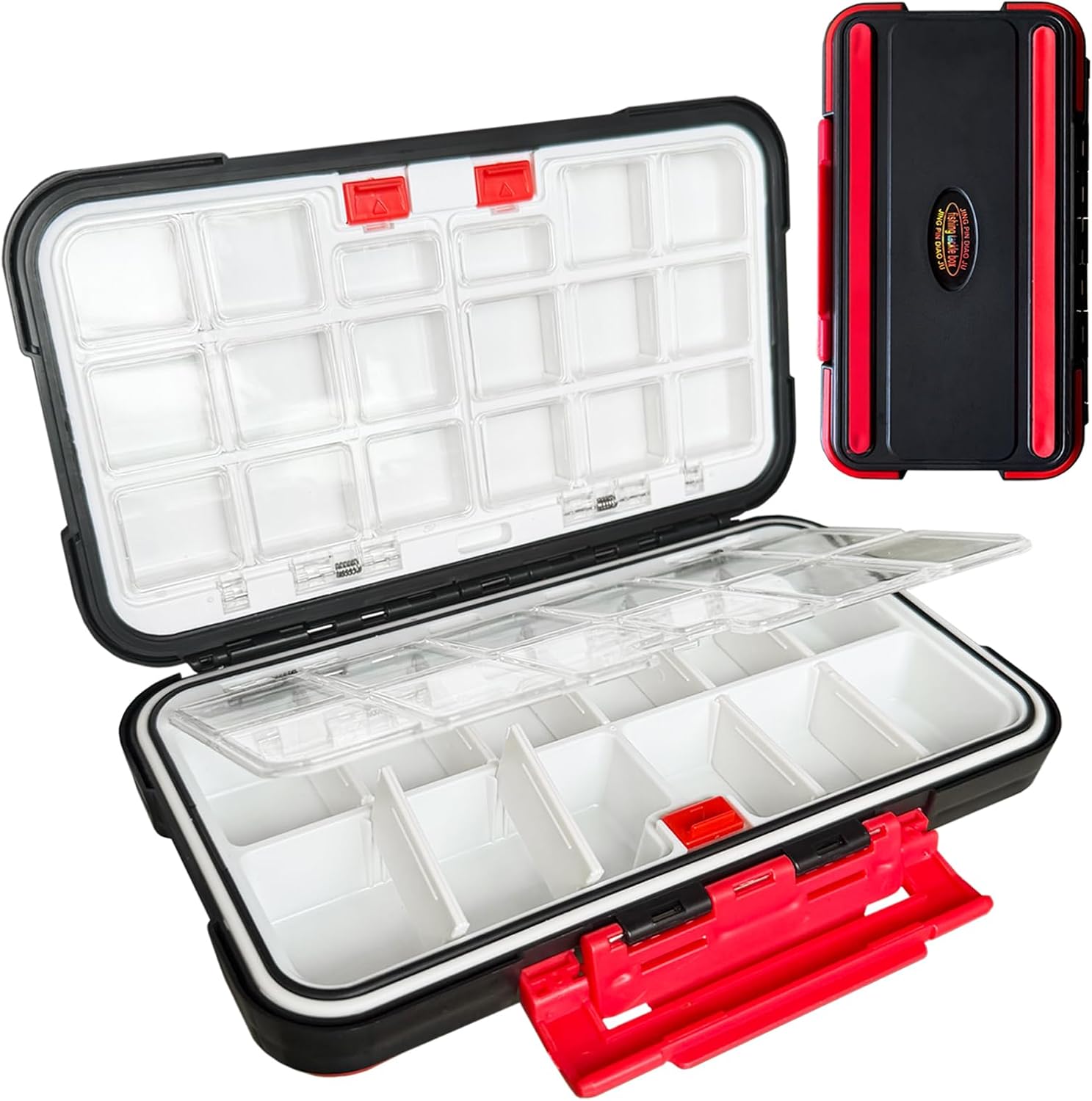 2-Pack Small Tackle Box Waterproof, 9 & 12 Compartments Organizer image 5