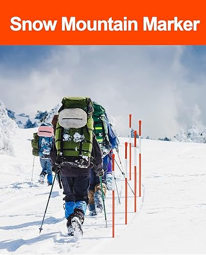 Miniatura 5 de 10 marcadores reflectantes para calzada, estacas de nieve de 48 pulgadas con cinta reflectante altamente visible, estaca de poste de nieve de 516