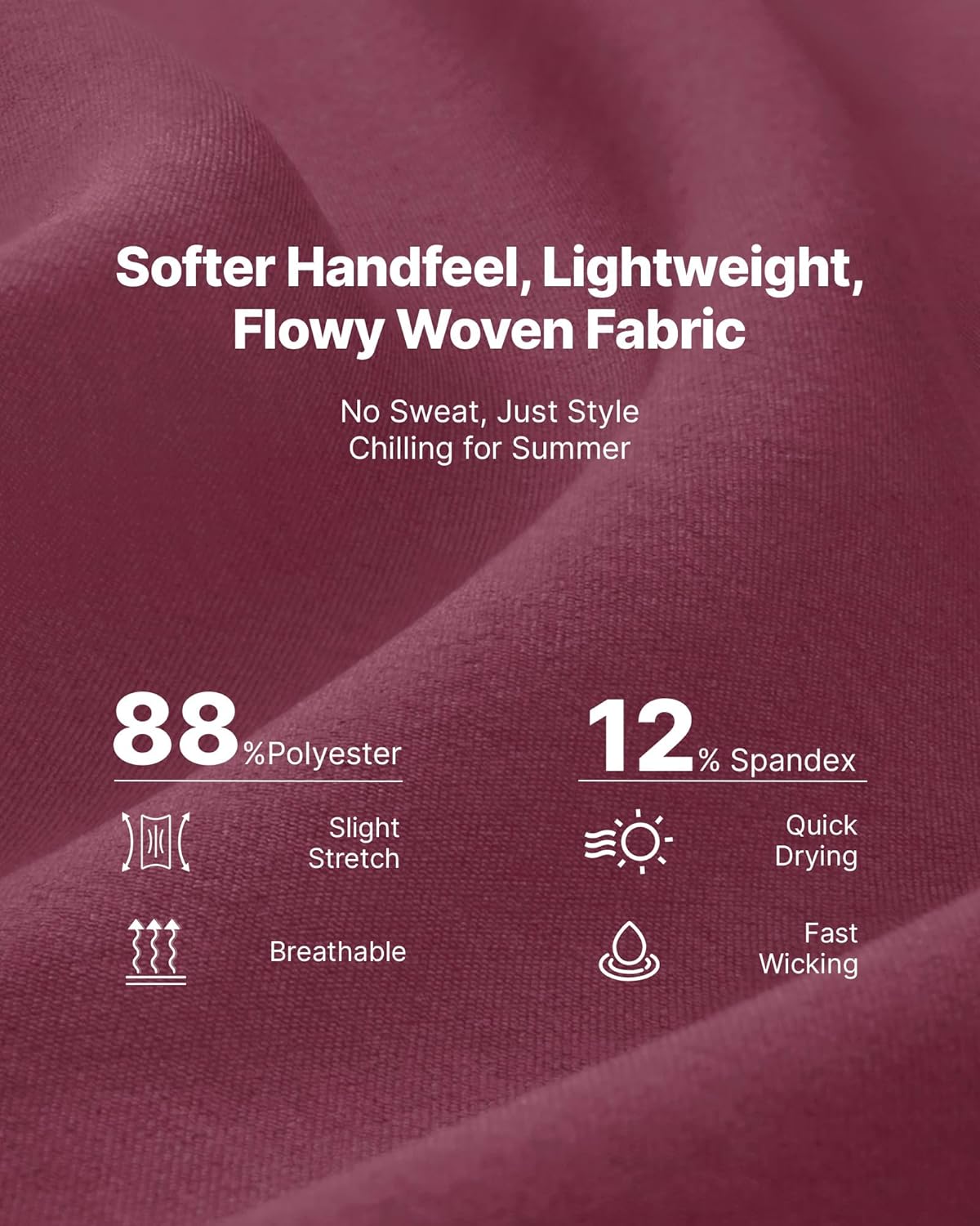 G4Free Wide Leg Pants for Women Stretch Lightweight Trousers High Waist with Pockets Summer Lounge(Wine,L,29") - Image 3