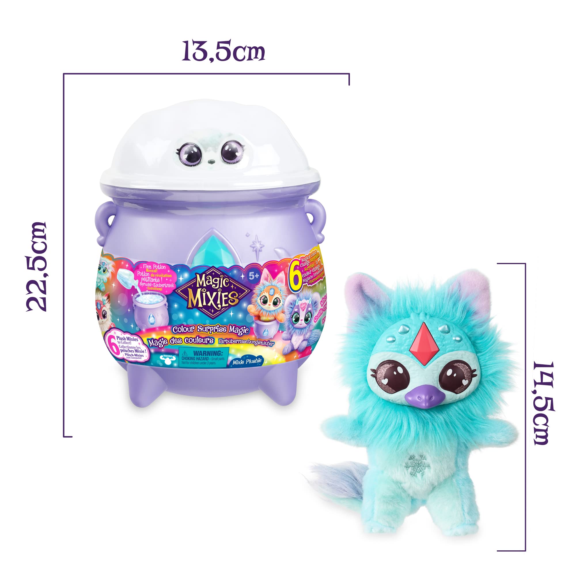Magic Mixies Magicolor Surprise, calderón de tamaño Mediano, Juguete de Magia, poción mágica, con un Peluche Mixie, 6 Modelos para coleccionar, a Partir de 5 años, Famosa (MGX08000)
