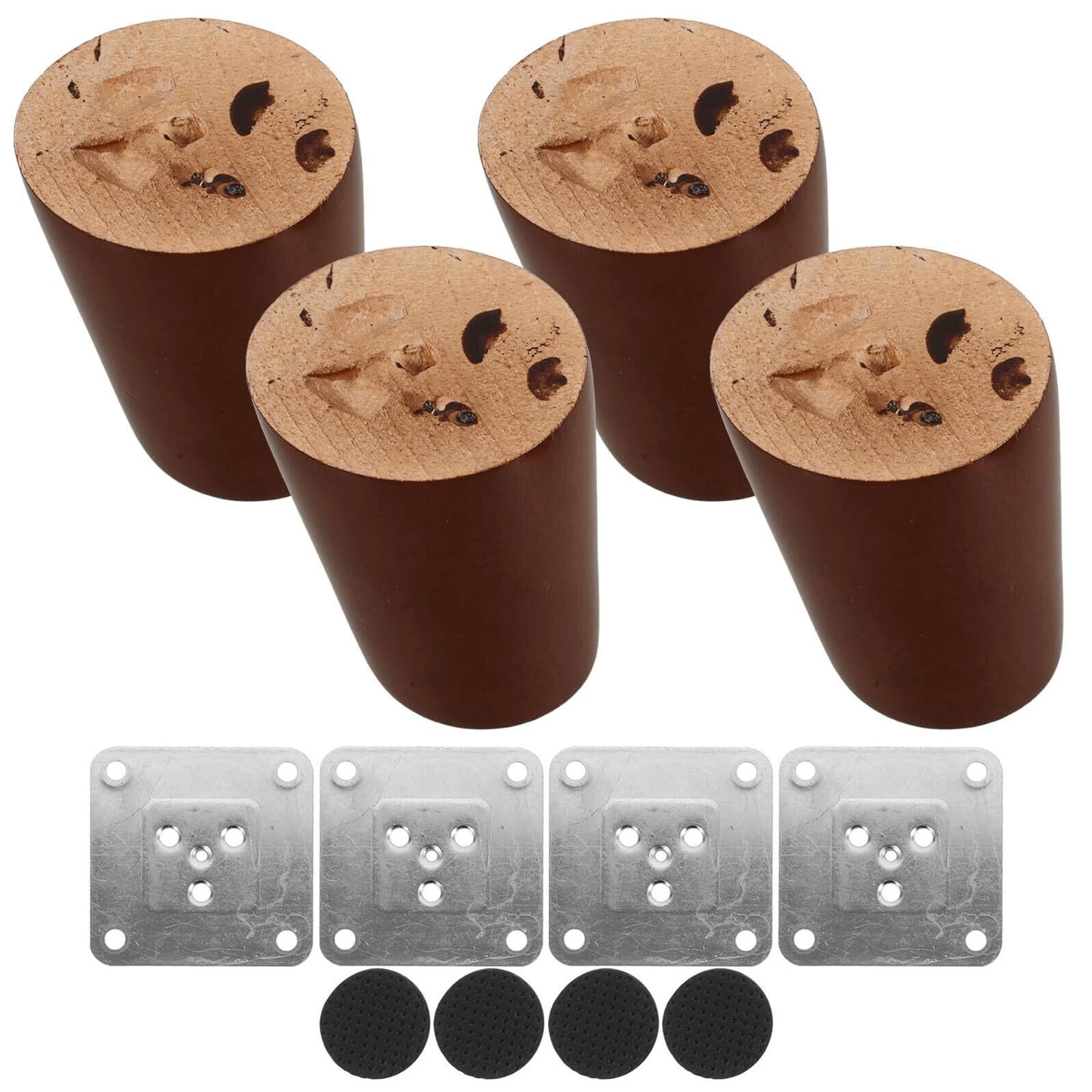 UYHBCNQD 4Pcs Furniture Legs Walnut Wood Replacement Legs Set Chair Desk Support Legs Furniture Foot Cabinet Feets Couch Legs Dresser Feets(12cm)