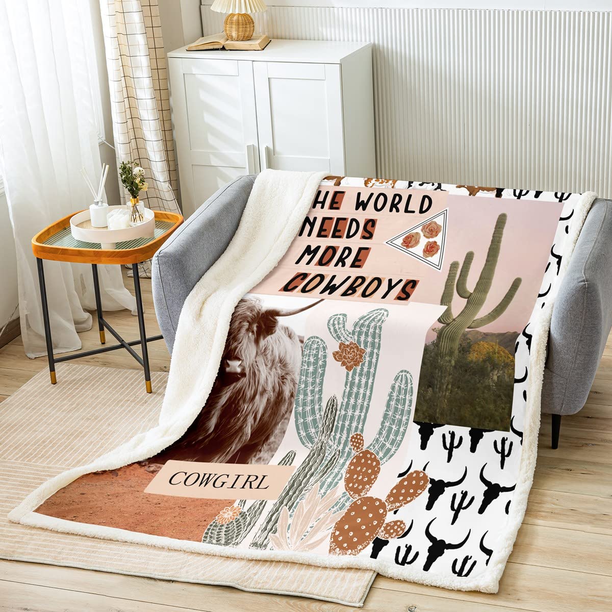 Amazon.com: Manfei Western Cowboys Kids Throw Blanket,Highland Cattle  Cactus Bull Skull Bed Blanket,Girls Boys Adults Sofa Decor,Geometric  Patchwork Fleece Blanket,Rustic Fuzzy Blanket,Baby Size (30 x 39 Inches) :  Home u0026 Kitchen