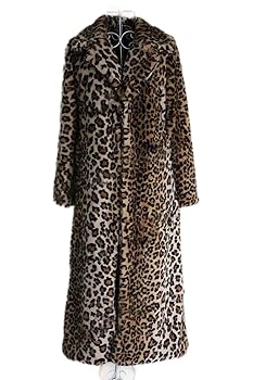 DJBM Women's Sexy Elegant Vintage Leopard Print Lapel Faux