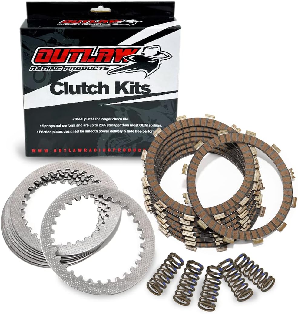 Outlaw Racing ORC256 Complete Clutch Kit - Includes Springs Steel & Fiber Plates - Compatible with Honda CRF250R 2010-2016