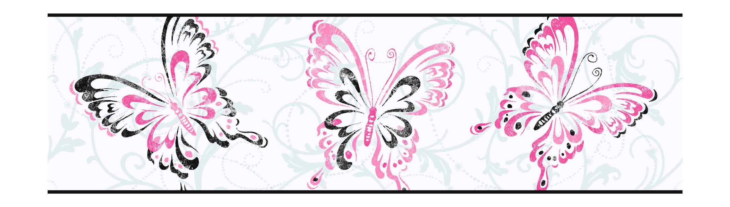 Bordure Papillon York BG1721B frise murale décorative motifs volutes