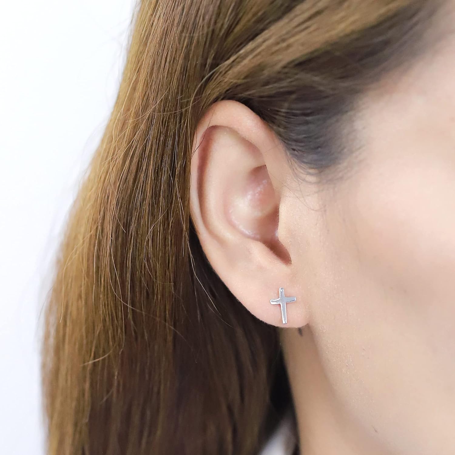 Boma Jewelry Sterling Silver Cross Stud Earrings