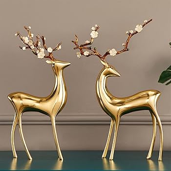 金属　真鍮　鹿　ペア　置物　中 Amazon.co.jp: 彫刻 真鍮製の鹿の装飾品シカ鹿の工芸品中国の