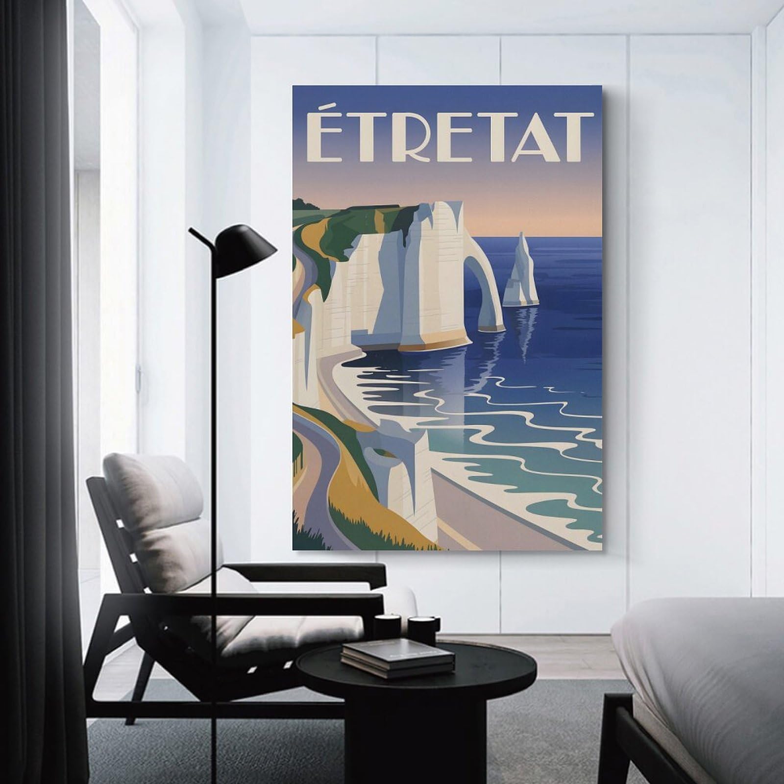 Junmoney Decorative Canvas Print Étretat, France Travel, 20x30inch(50x75cm), for New Homes, Bedrooms Or Workspaces, A Wall Art Gift for Fresh Interiors