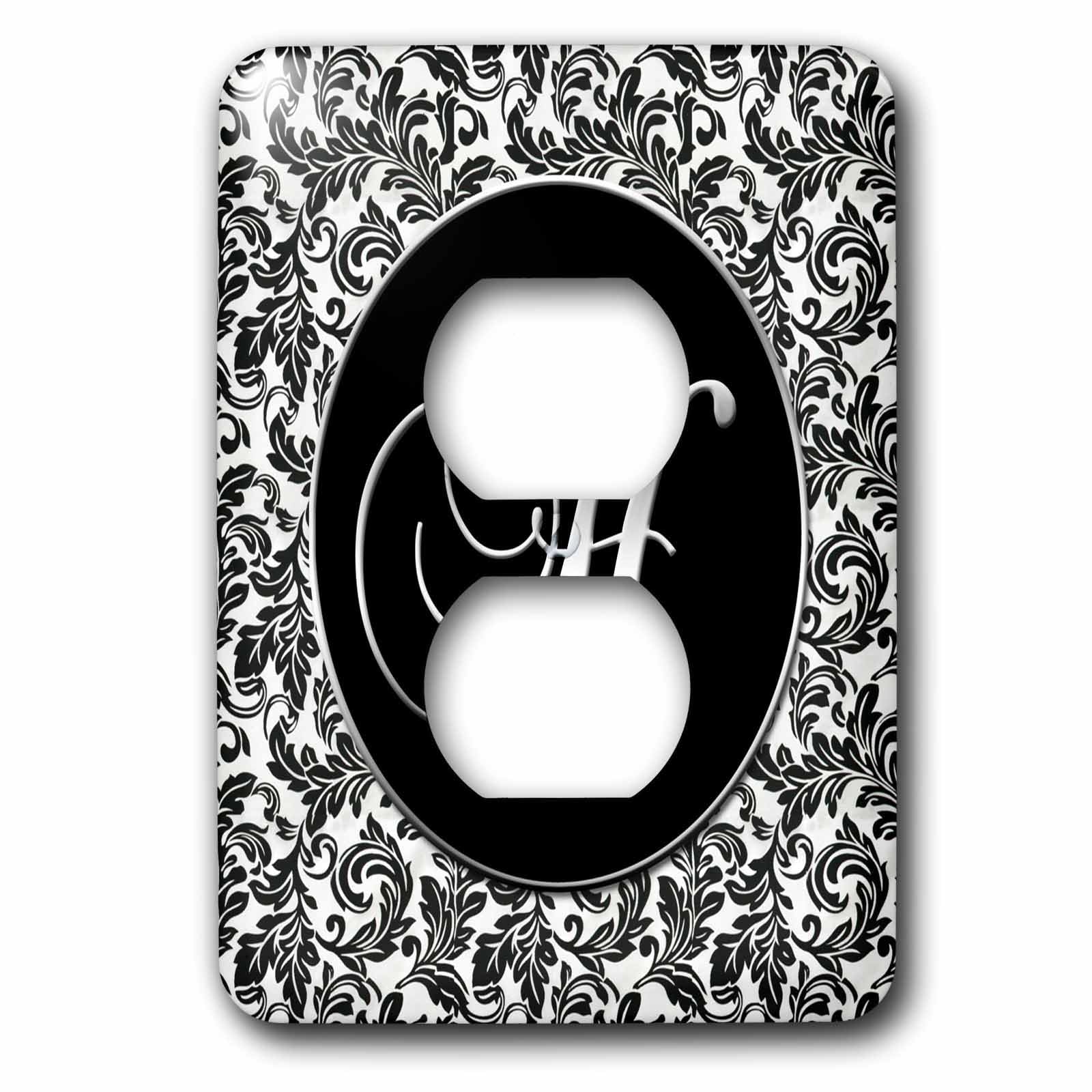 Cache 2 prises lettre H motif damas pour sublimer le salon ou la chambre