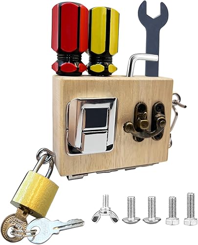Moteizho Montessori - Tablero de destornillador de madera para habilidades motoras finas, juguete para niños y niñas, juguete sensorial preescolar
