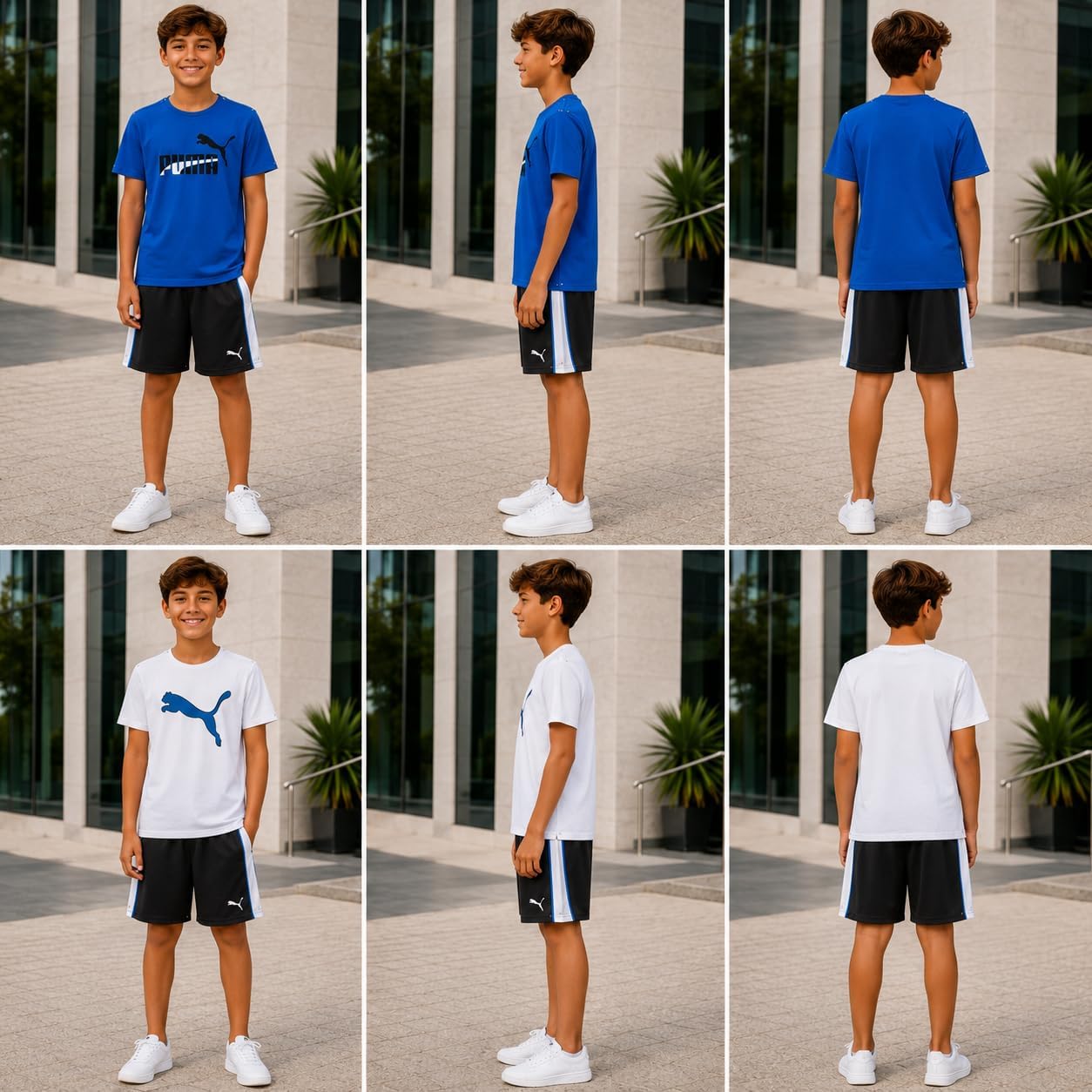 PUMA Boys 3 Piece Performance Tee Tank Top & Gym Shorts Set (Sizes 4-16)
