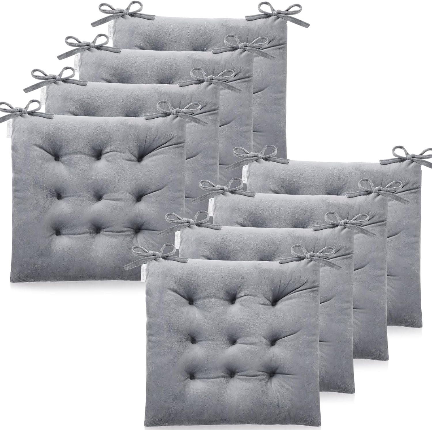 Beeveer 8 Pcs Chair Cushions with Ties Soft Non Slip Chair