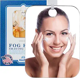 Espelho de barbear original anti-embaçamento da Shave Well | Espelho de chuveiro de banheiro suspenso sem neblina com opção portátil para homens e mulheres | Inclui gancho adesivo removível de longa
