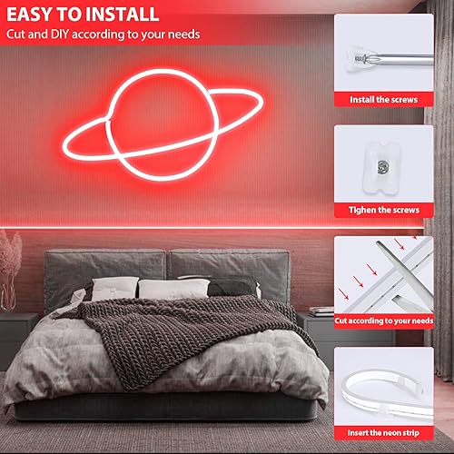 Miniatura 5 de Lamomo Tira de luz LED de neón, cuerda de luces rojas, tira de luz LED de 16.4 pies, tira de luz LED flexible de 0.315 in x 0.630 in, letrero de