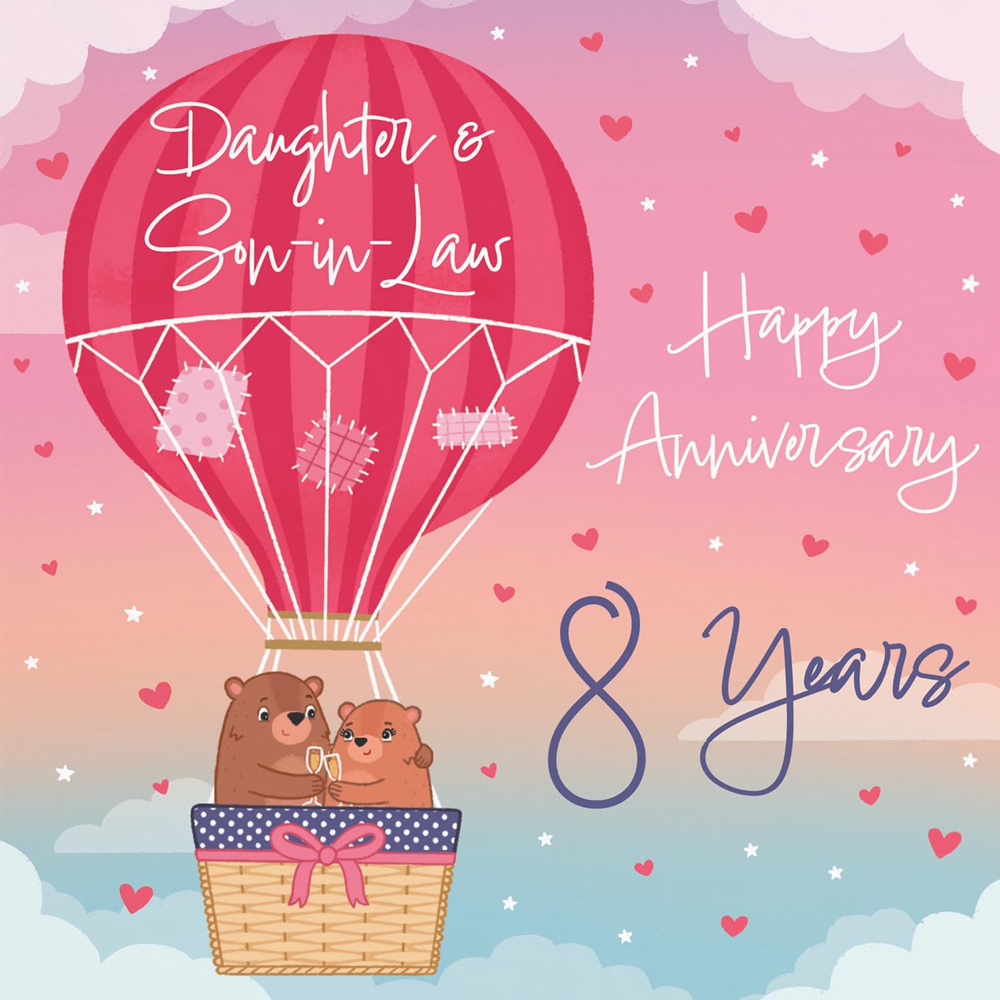 Hunts England, 8th Daughter And Son-in-Law Hot Air Balloon Anniversary Card, Cute Bears - Image 2
