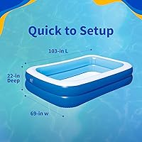 Vista 3 de Piscina inflable familiar Blue Wave con cubierta – piscina inflable rectangular de 8.5 pies x 5.75 pies x 1.8 pies para niños y adultos – Piscina