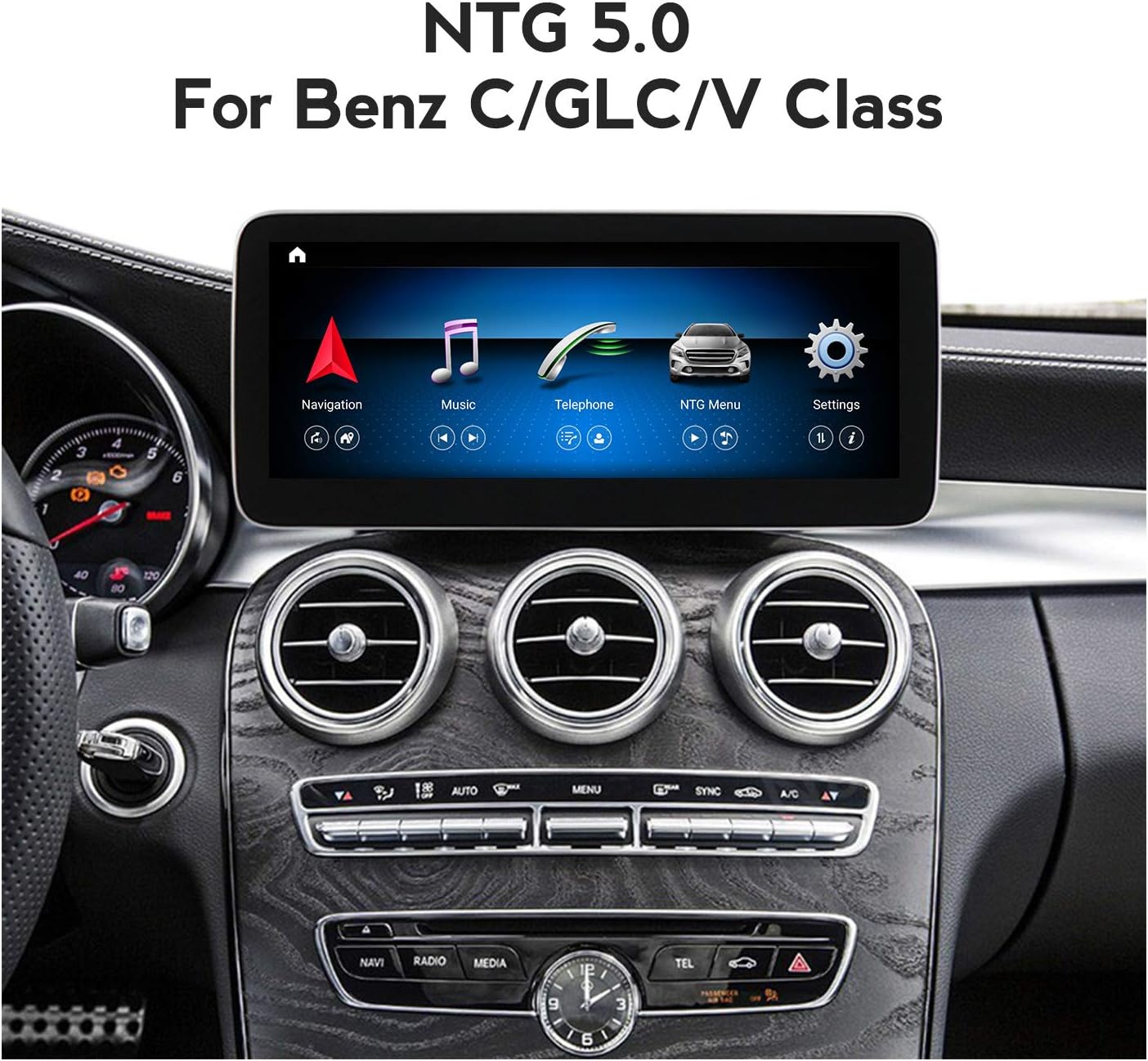 MekedeTech Qualcomm Android 11 Car Radio 10.25 inch Touch Screen for Mercedes Benz C GLC Class W205 2016-2018 Support Built in Wireless Carplay Split Screen 4GB RAM 64GB ROM GPS Head Unit