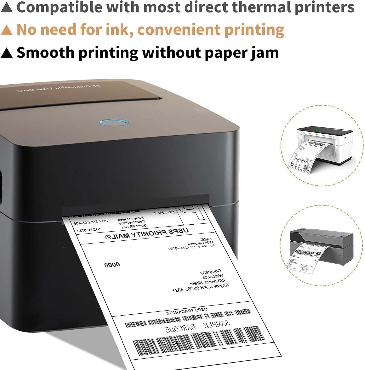 4x6 Direct Thermal Labels, Thermal Shipping Label 1800 Labels, Compatible with Zebra 2844 Zp-450 Zp-500 Zp-505, Permanent Adhesive, 4 Rolls of 450 Labels/Roll