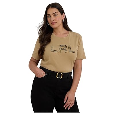 Lauren Ralph Lauren Plus Size Beaded logo Cotton Jersey T Shirts Women