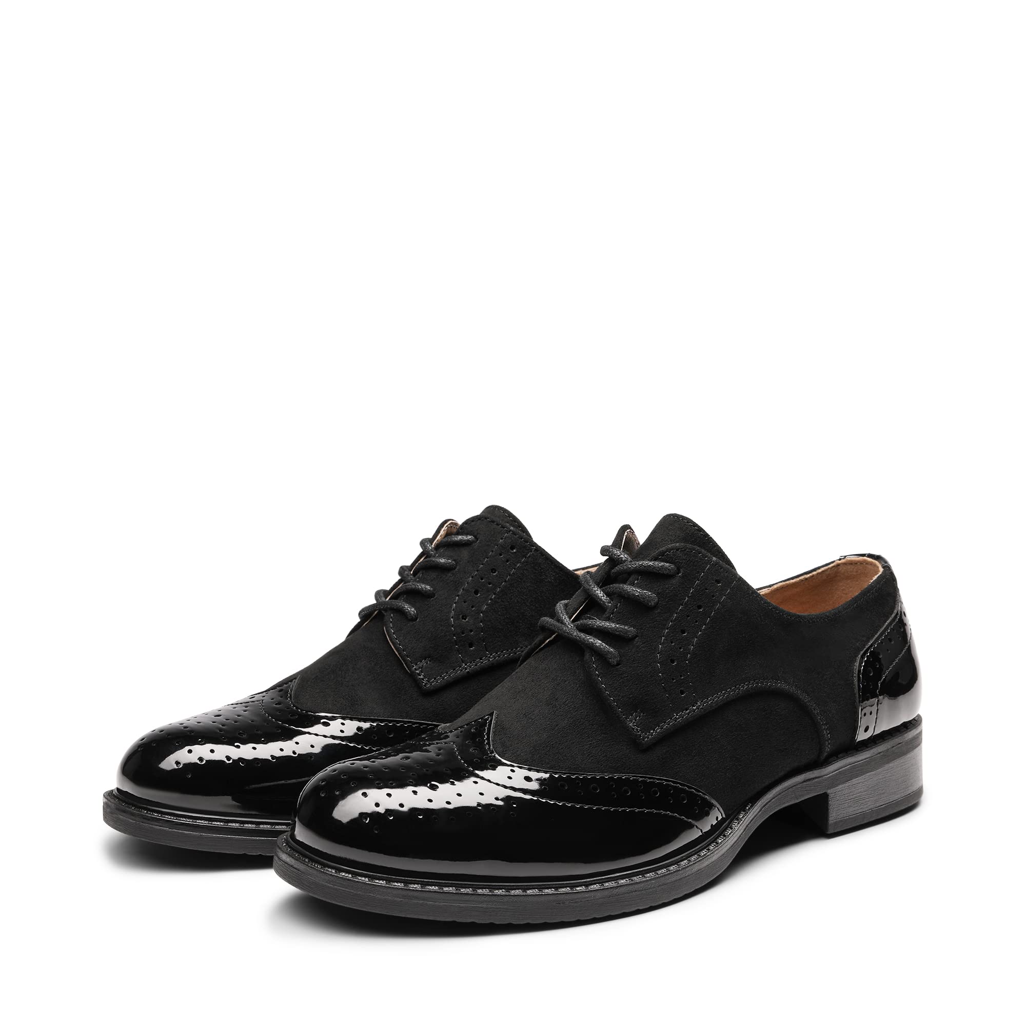 DREAM PAIRS Oxfords pour Femmes Derby Richelieu en Simili Cuir Vernis Chaussures Lacets