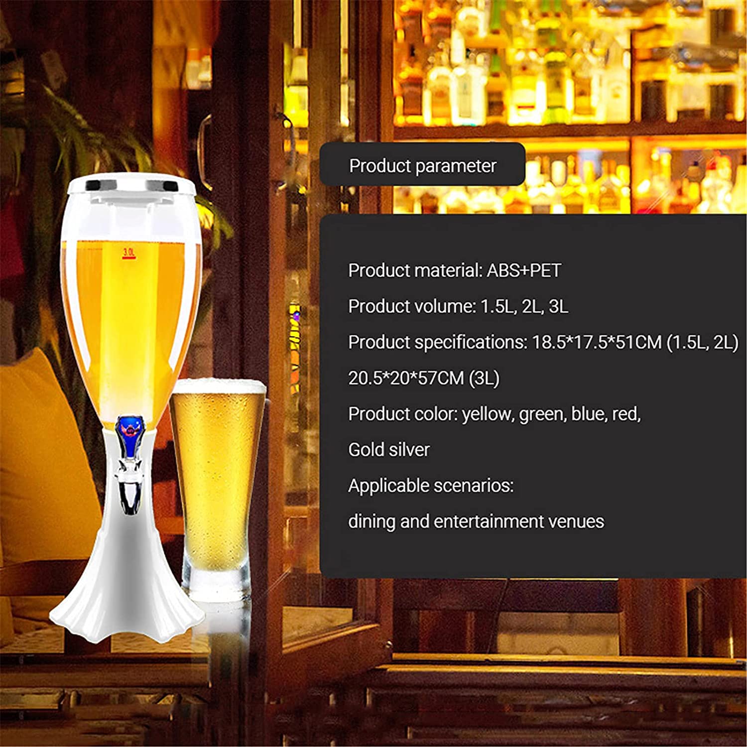MU Bierturm, Bierfass-Spender, Getränkespender, Bierturm, Getränkespender, Heimbar, Zubehör, einfach zu reinigen, 5 l