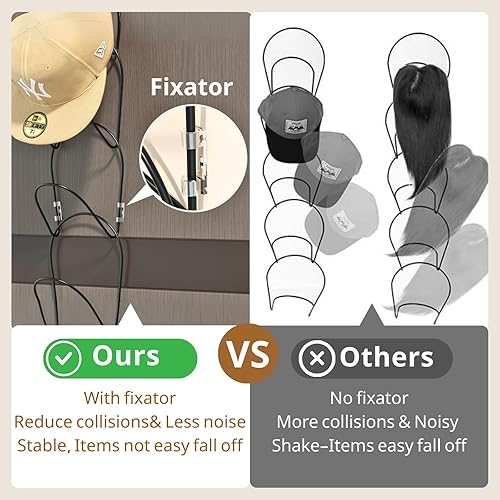 Miniatura 5 de LINFIDITE Paquete de 10 percheros para gorras de béisbol, estante de almacenamiento de cola de sirena para sombreros, colgador de pelucas, montaje