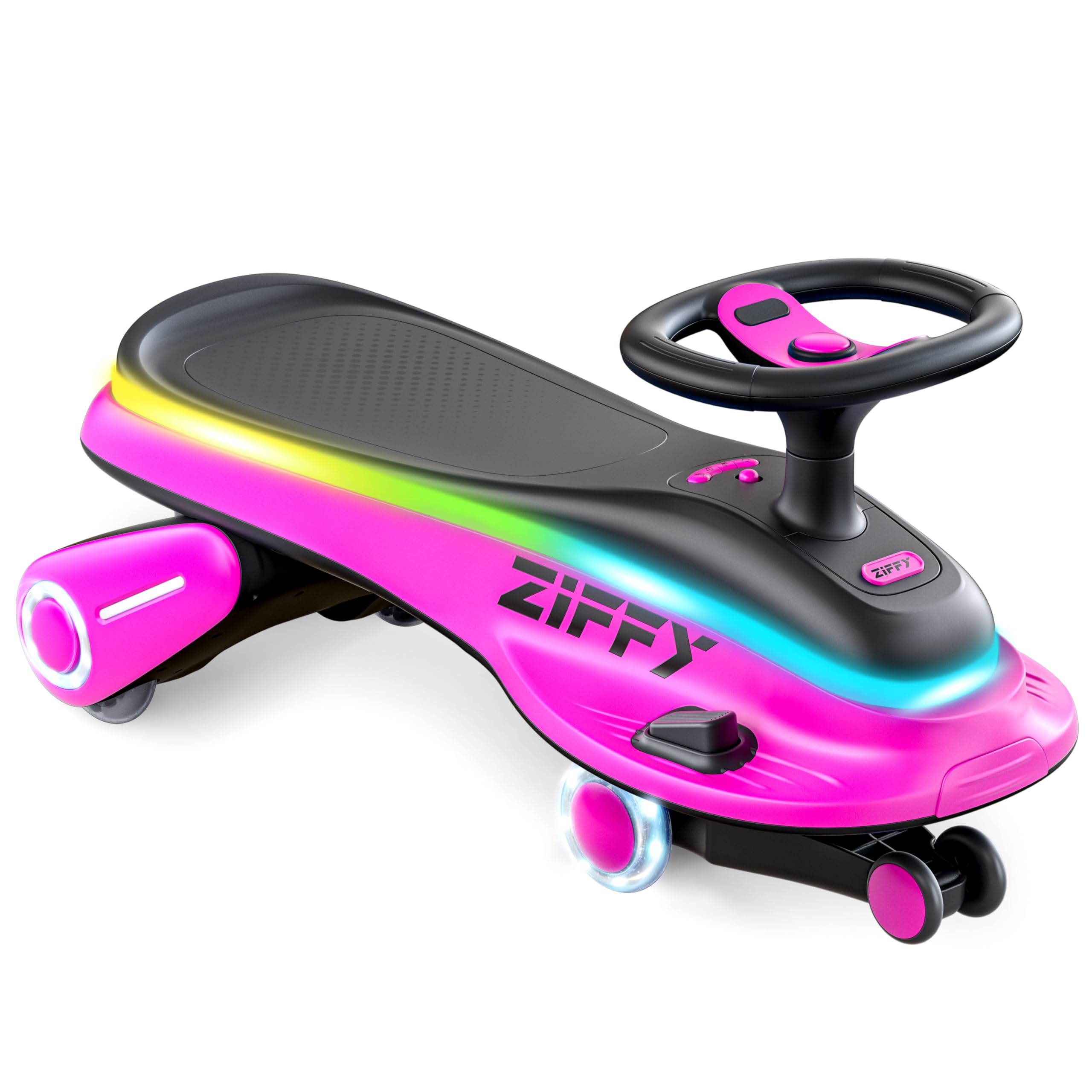 Kids Clean Car Slickblue Wiggle Car Ride-on Toy With Flashing