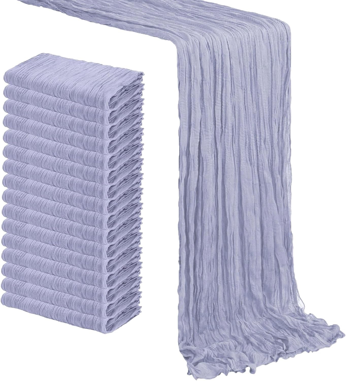 MDS Pack of 6 Cheesecloth Table Runner 35x170 Inch, 14FT Long Gauze Cheese Cloth Table Runner for Wedding Party Birthday Bridal Shower Farmhouse Garden Boho Rustic Table Decoration - Dusty Blue