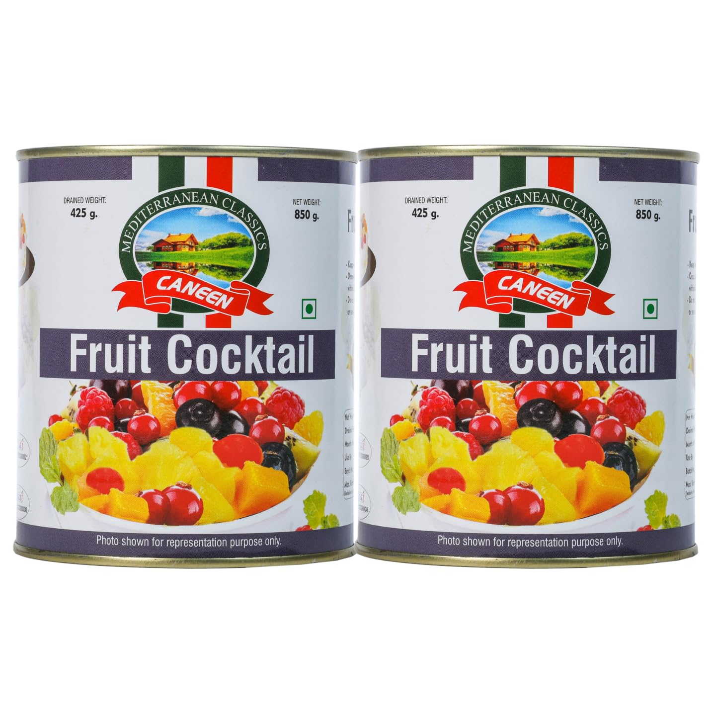 CANEEN Fruit Cocktail | Delicious quick and easy fruit salad | Combo pack of 2 (850g x 2) Pineapple, Papaya, Muskmelon, Cherry, Raisin