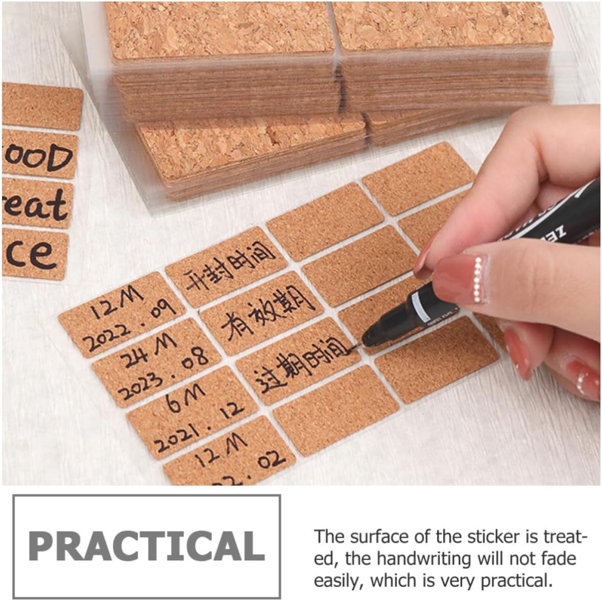 24 Sheets Blank Cork Label Stickers, 24 for Box and Bottle Use