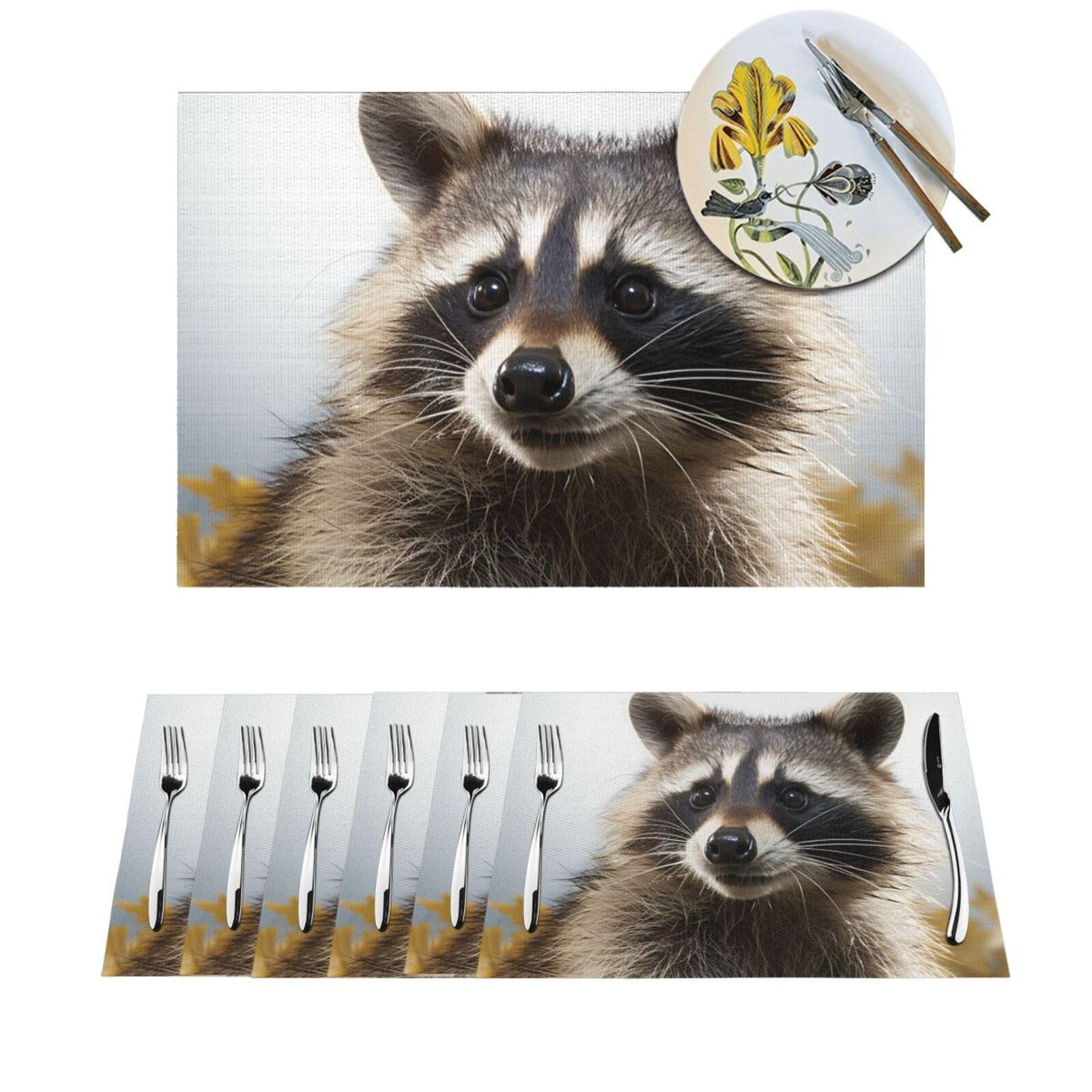 Set de table raton laveur antidérapant pour des repas conviviaux en intérieur et extérieur