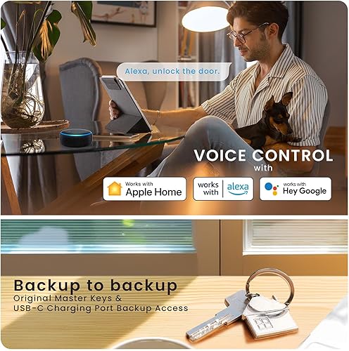 Miniatura 10 de Lockly Visage Zeno Series Smart Lock, reconocimiento facial y huella dactilar, cerradura de puerta de entrada sin llave, cerrojo Wi-Fi integrado con