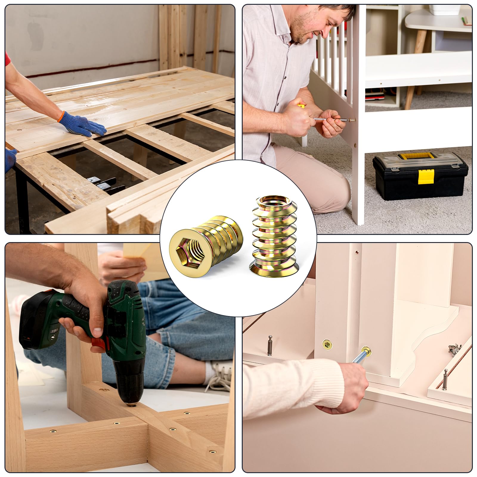 ORTAVA Set 40 Dadi Filettati M5 X 10mm Per Mobili In Legno - Inserti Esagonali Zincati