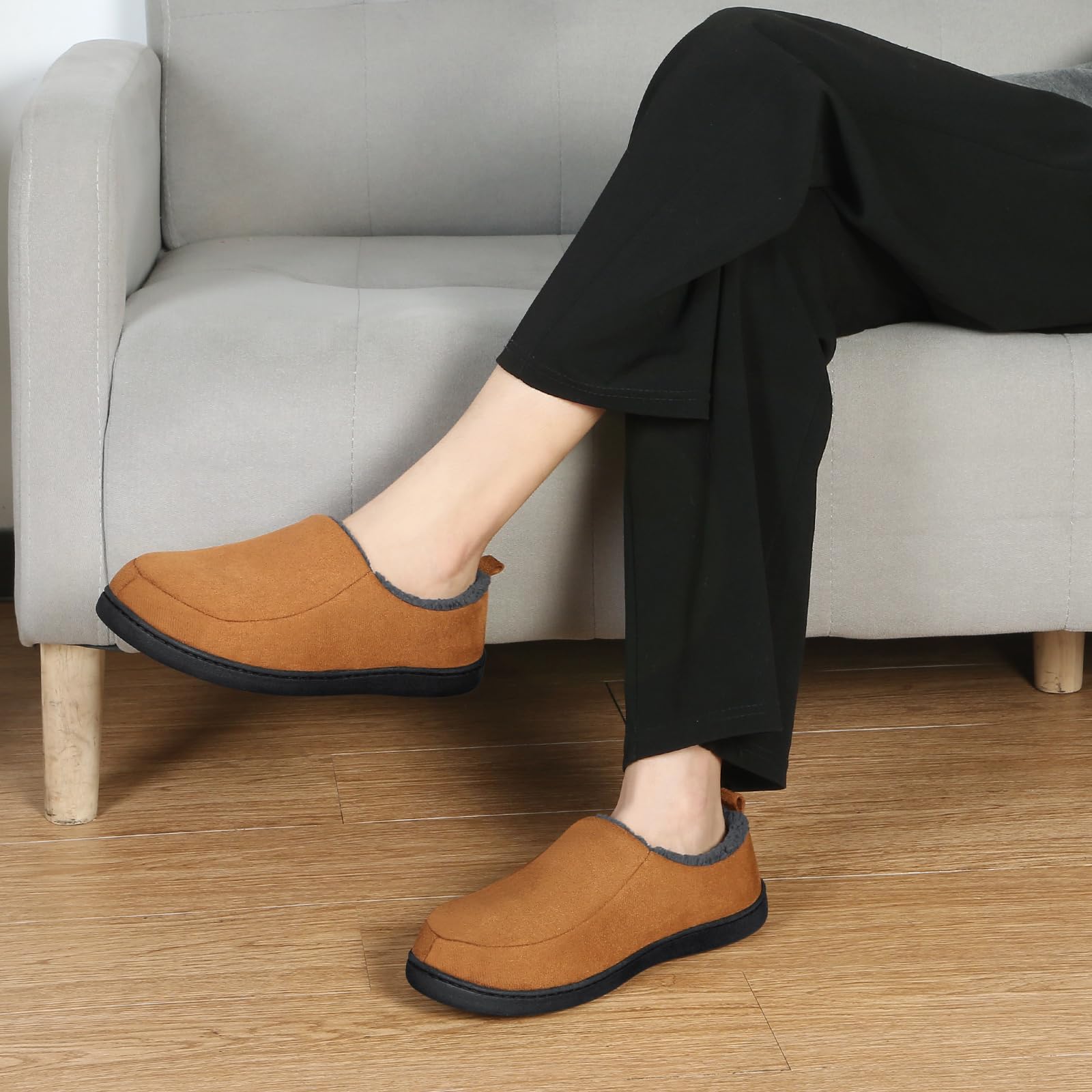 Anmerl Pantofole Uomo Donna con Memory Foam - Scarpe da Casa Invernali Calde con Soletta in Pile Morbido e Suola Antiscivolo, per Interno/Esterno