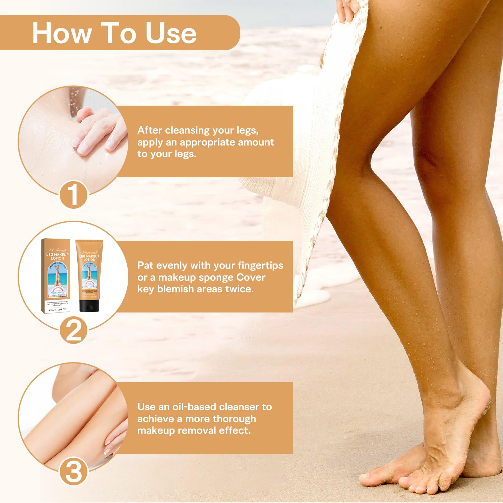 Trucco Gambe Impermeabile, Perfezionatore Vene Varicose, Correttore Copertura Completa