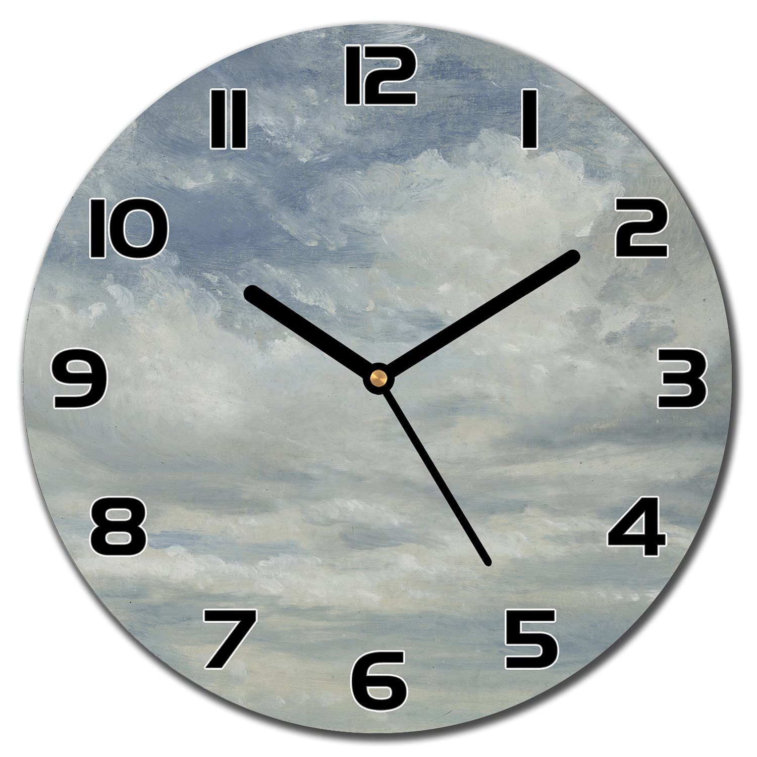 Horloge en verre lisible avec aiguilles noires pour mur de salon sombre