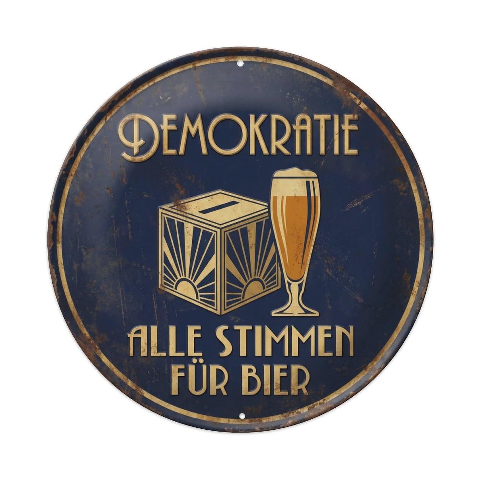 Vintage Bar Style Demokratie Humorous Gathering Democracy Metal Tin Sign Plaque Wall Decor for Cafe, Club, Garden Round Metal Poster 8x8Inch